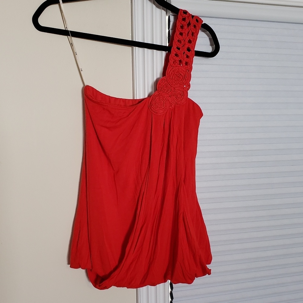 Great Salmon Colored One Shoulder Top